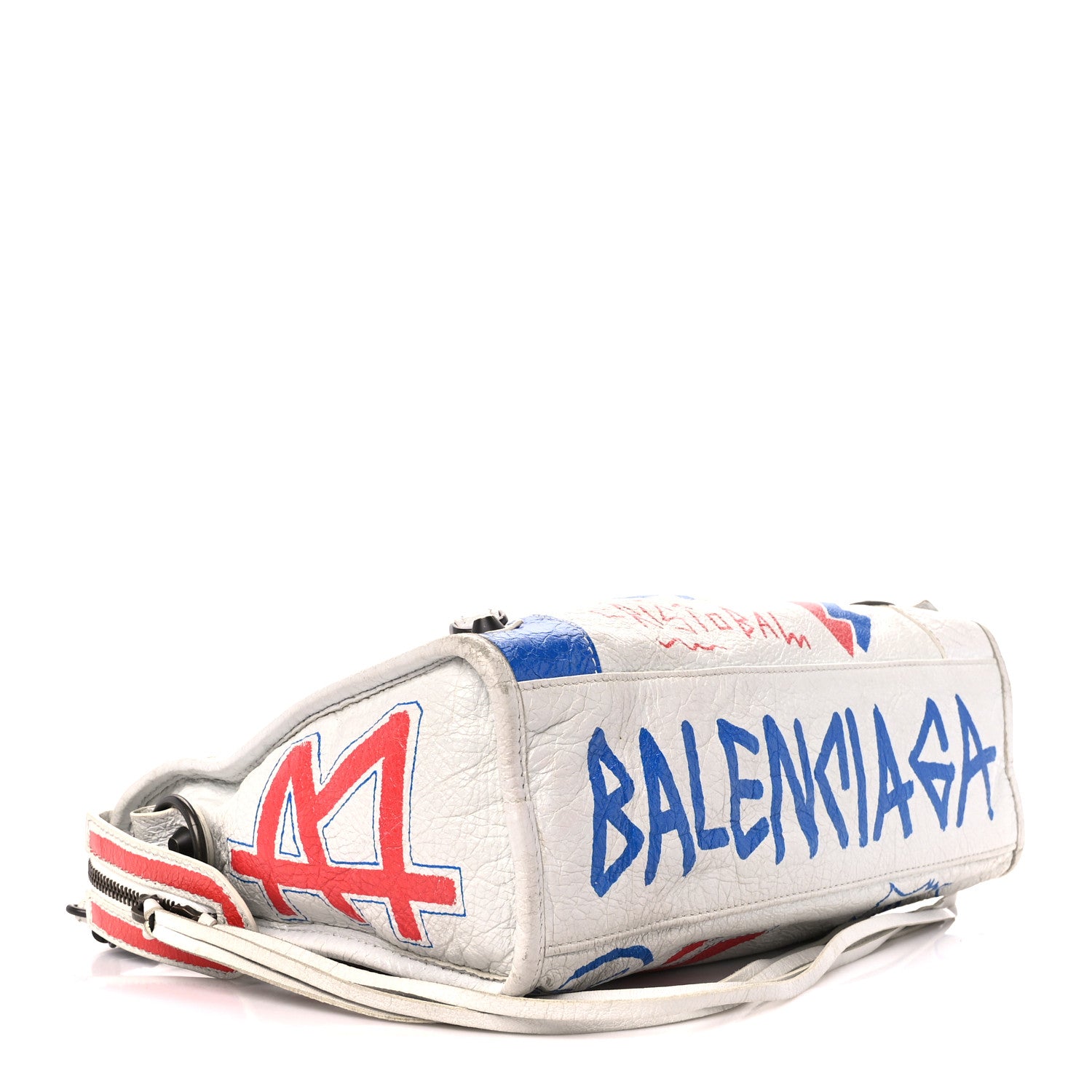 Balenciaga Agneau Graffiti All Over Classic Hardware S City White Bleu Rouge 5 of 18