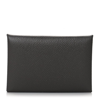 Hermes Epsom Calvi Card Case Gris Meyer 1 of 9