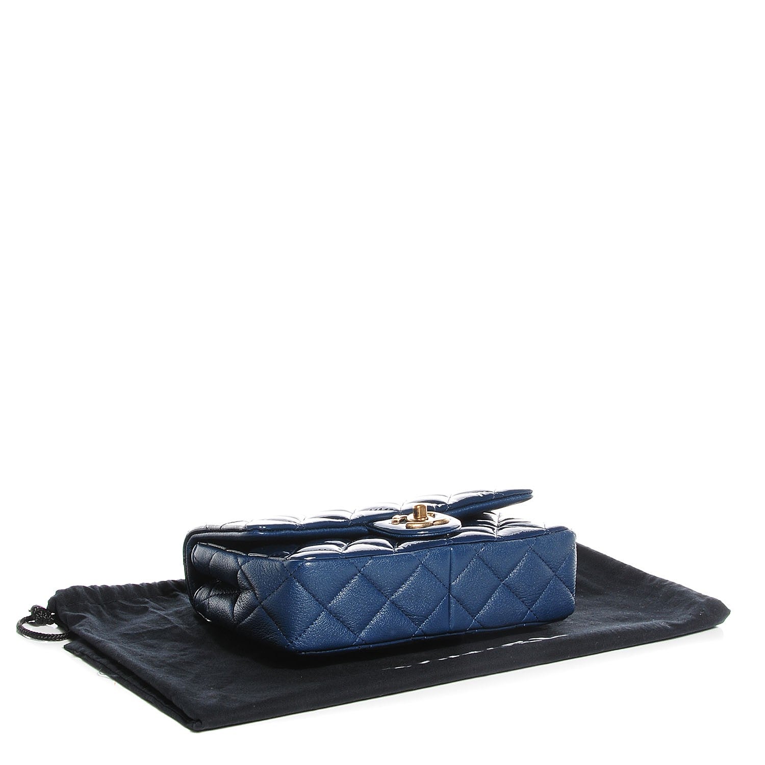 Chanel Patent Goatskin Quilted CC Eyelet Small Flap Blue 4 of 9