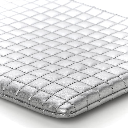 Celine Laminated Calfskin Quilted C Charm Pouch Silver 9 of 9