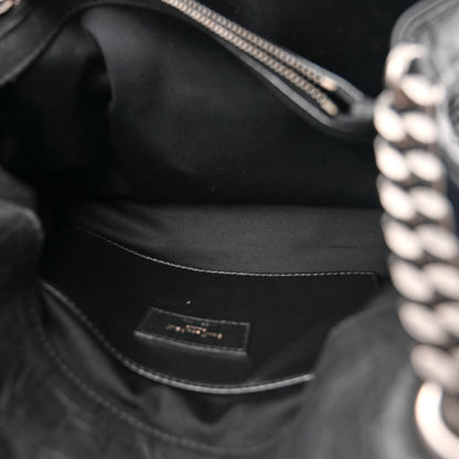 Saint Laurent Calfskin Crocodile Embossed Medium West Hollywood Monogram Fold-Over Black 6 of 11