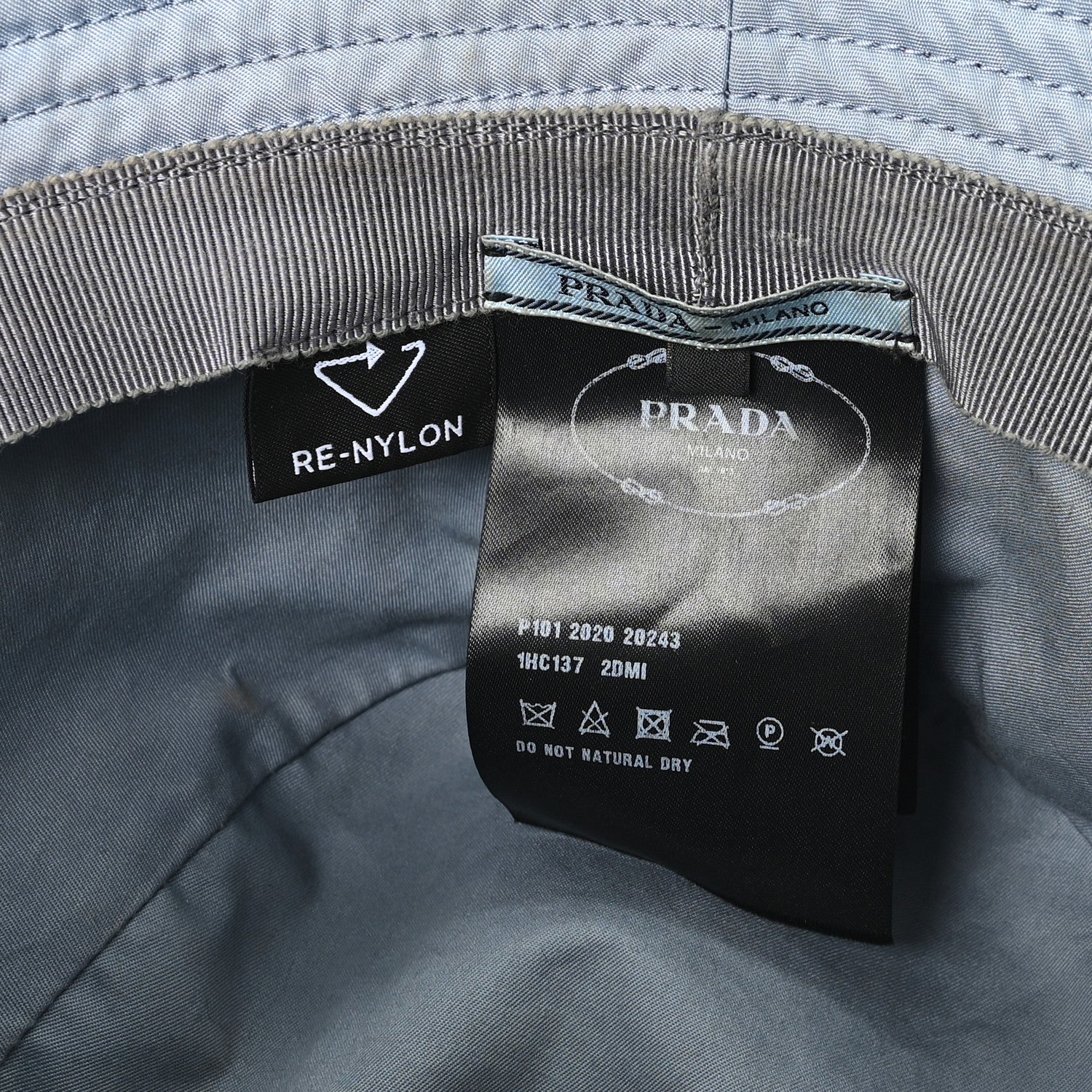 Prada Re-Nylon Metal Triangle Logo Womens Bucket Hat Astrale 8 of 9