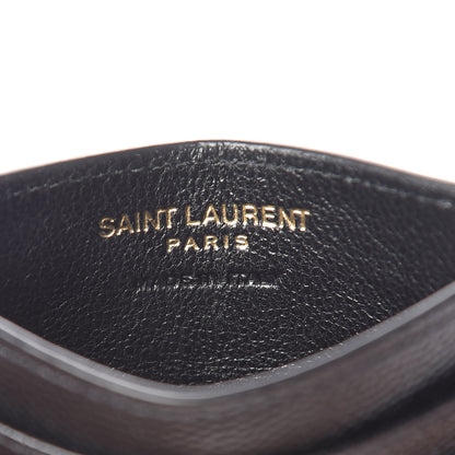Saint Laurent Grain De Poudre Matelasse Chevron Monogram Credit Card Case Black 6 of 10