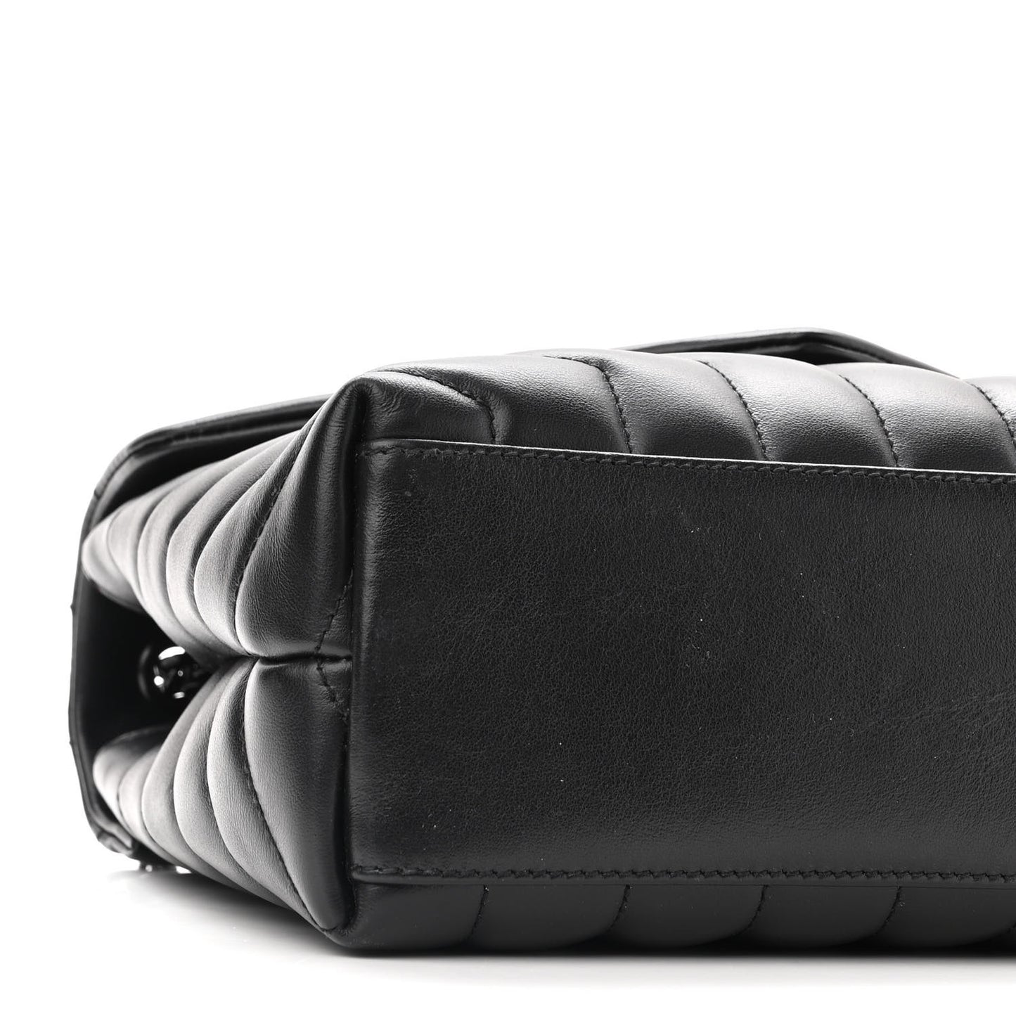 Calfskin Y Quilted Monogram Small Loulou Chain Satchel Black