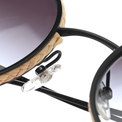 Chanel Metal Raffia Braided Round Sunglasses 4250 Black 10 of 13