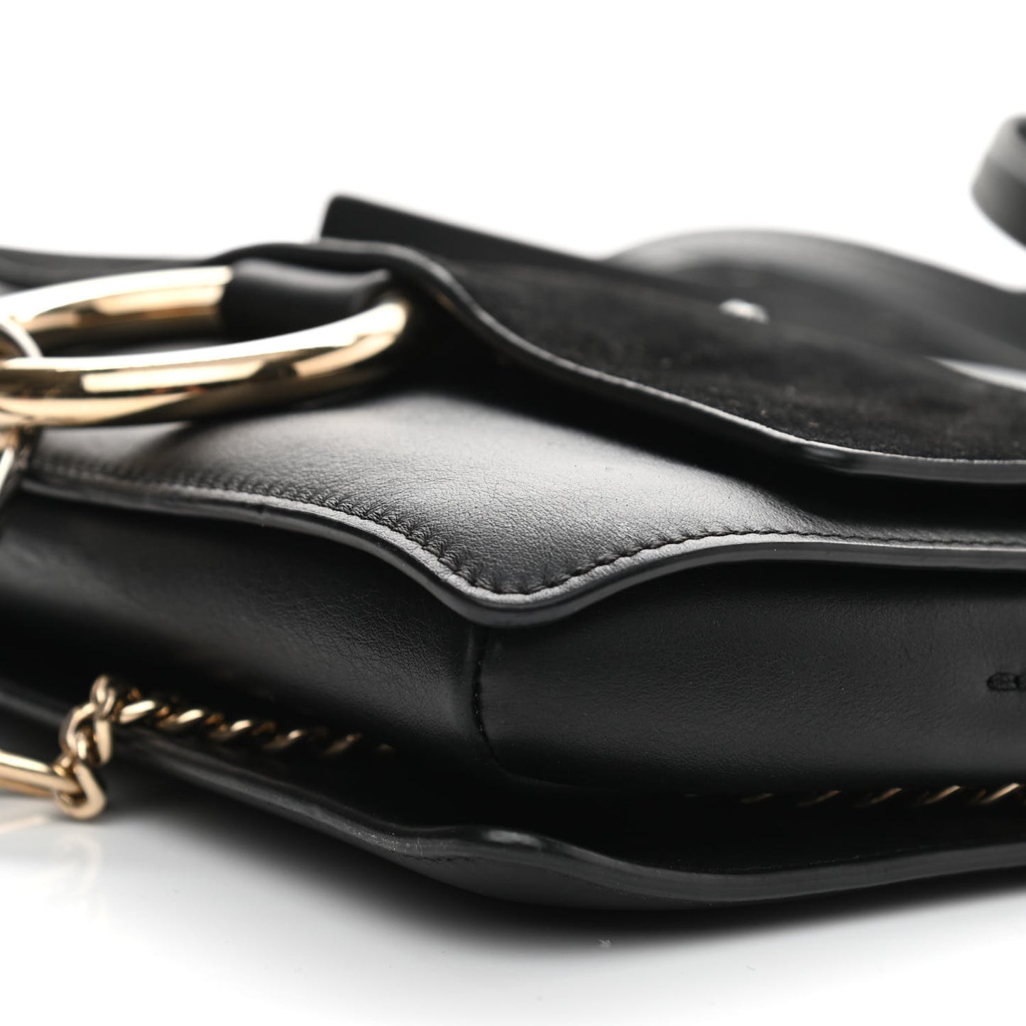 Suede Calfskin Small Faye Shoulder Bag Black