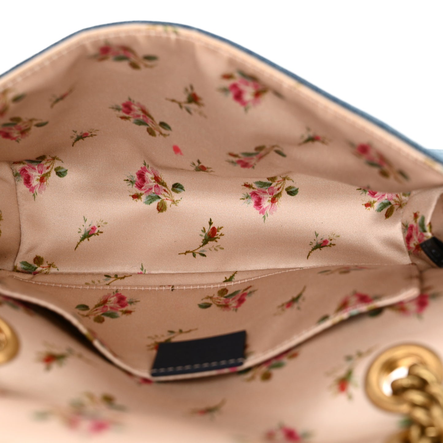 Denim Matelasse Mini Pearly GG Marmont Shoulder Bag Blue