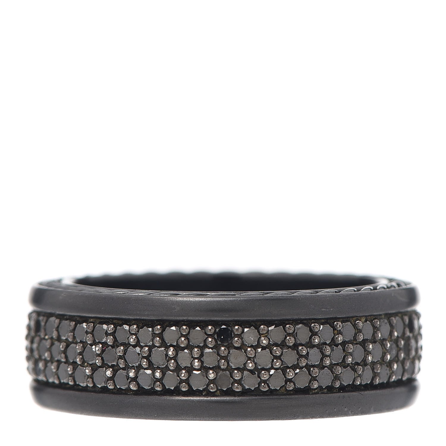 David Yurman Titanium Sterling Silver Black Diamond Streamline Three-Row Band Ring 67 12 1 of 5