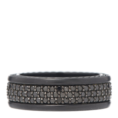 David Yurman Titanium Sterling Silver Black Diamond Streamline Three-Row Band Ring 67 12 1 of 5