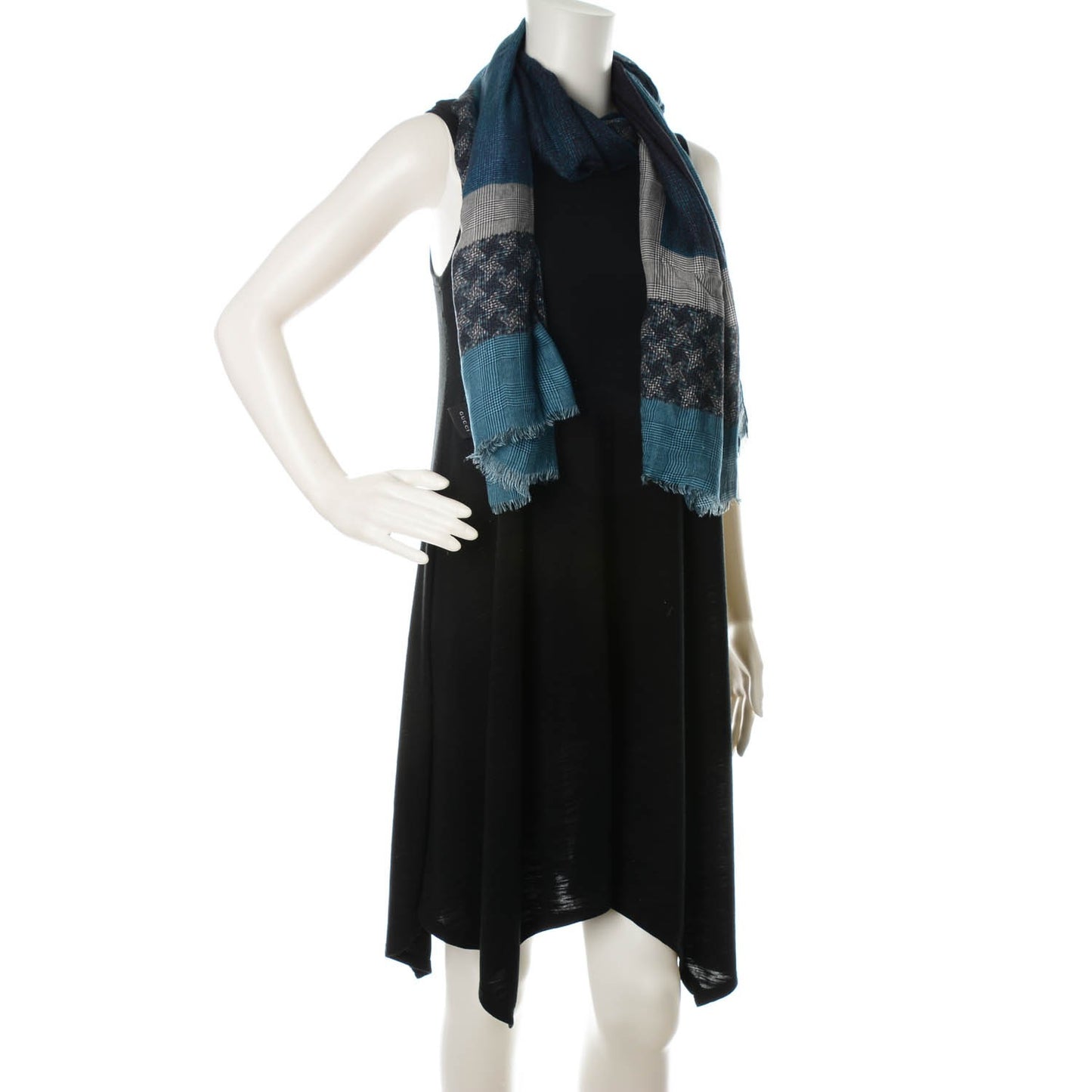 Modal Fringe Scarf Blue Grey