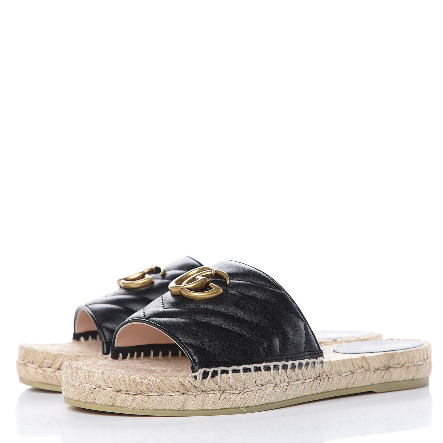 Nappa Matelasse GG Marmont Espadrille Slide Sandals 39 Black