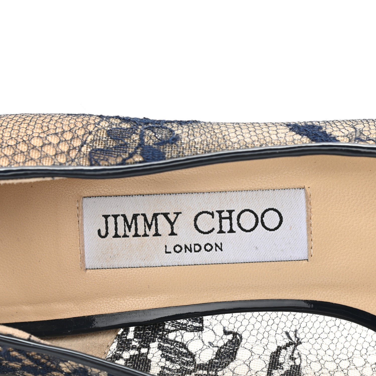 Jimmy Choo Lace Patent Luna Peep Toe Pump 36 Black 7 of 10