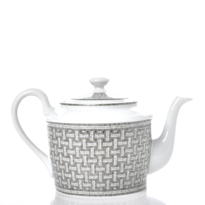Hermes Porcelain Mosaique Au 24 Platine Coffee/Tea Pot Platinum 3 of 10