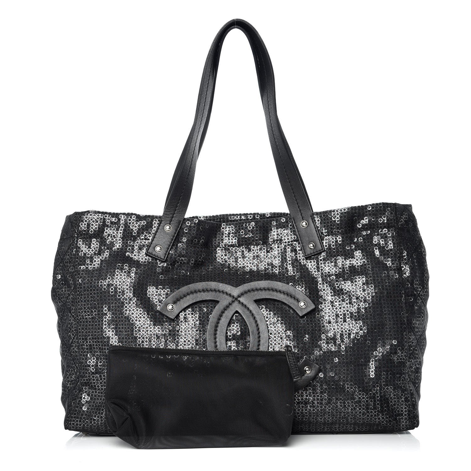 Chanel Calfskin Mesh Hidden Sequin CC Tote Black 1 of 9