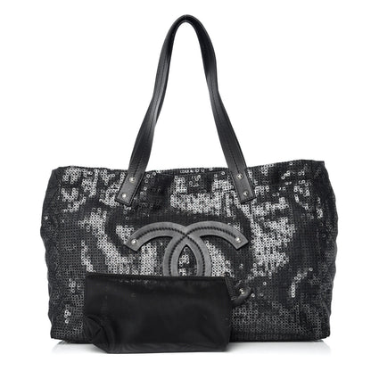 Chanel Calfskin Mesh Hidden Sequin CC Tote Black 1 of 9