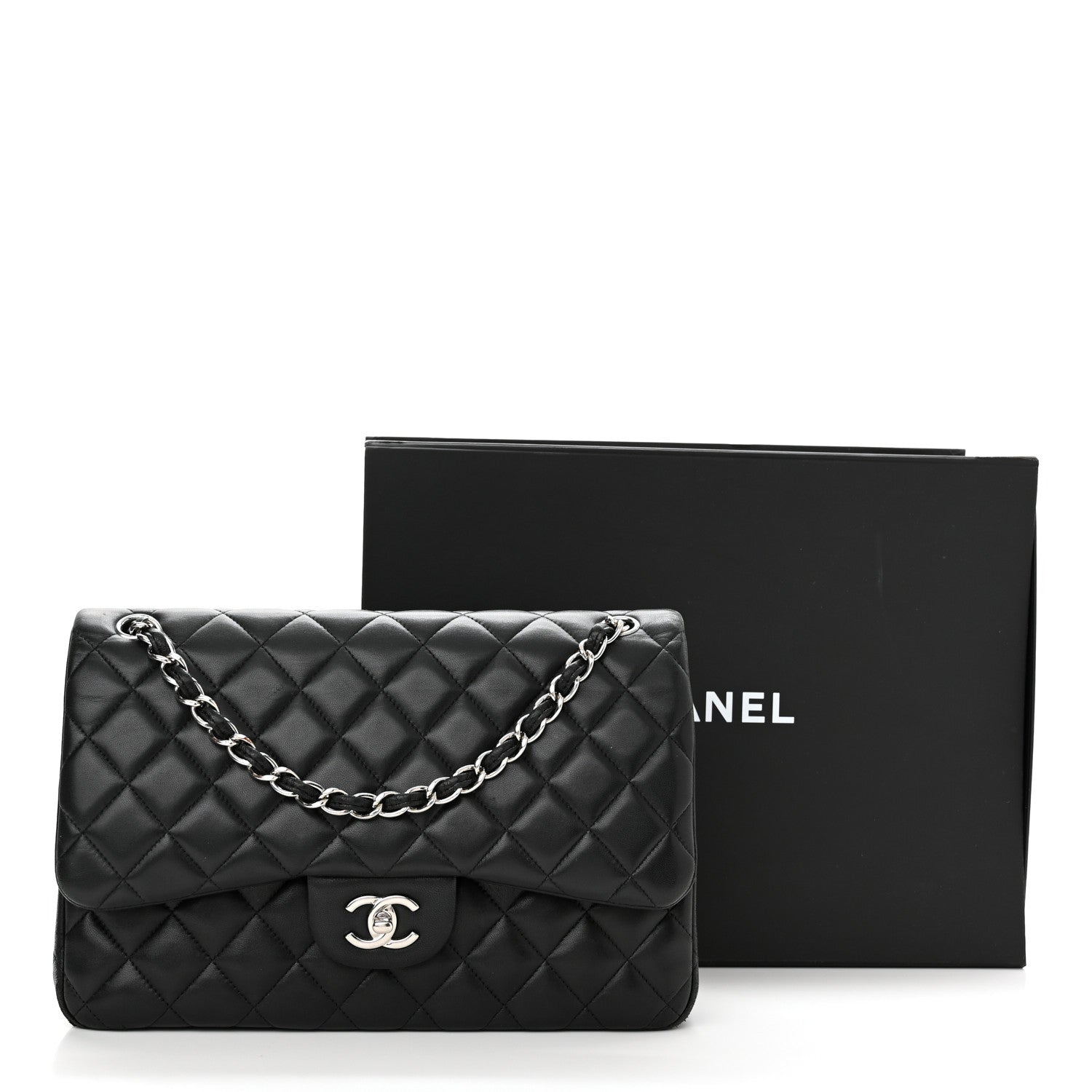 Chanel Lambskin Quilted Jumbo Double Flap Black 14 of 14