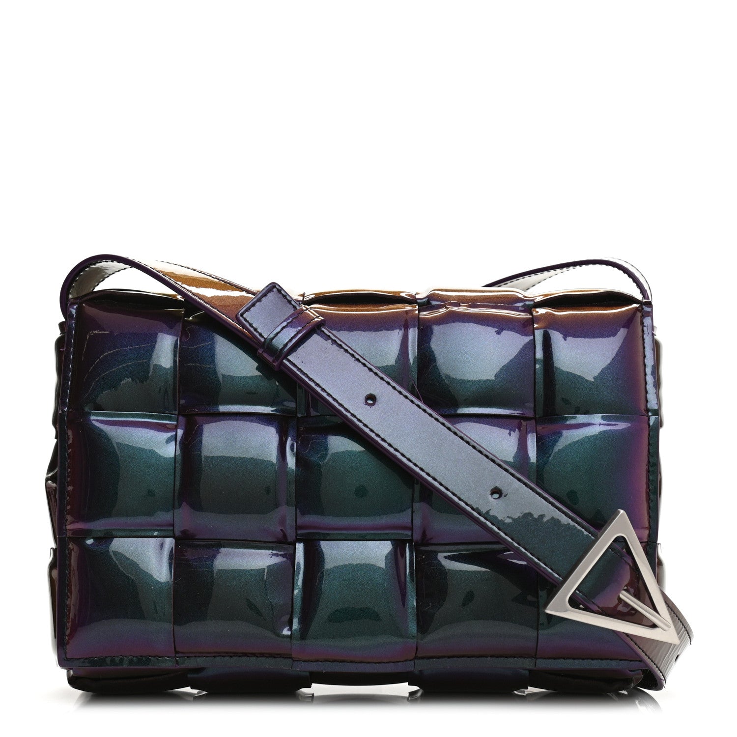 Bottega Veneta Glossy Nail Polish Nappa Maxi Intreccio Padded Cassette Crossbody Bag Holographic 1 of 10
