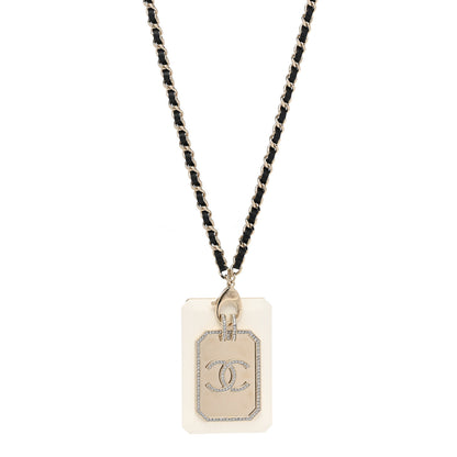 Chanel Resin Crystal Lambskin CC Cardholder Pendant Necklace Gold White 1 of 6