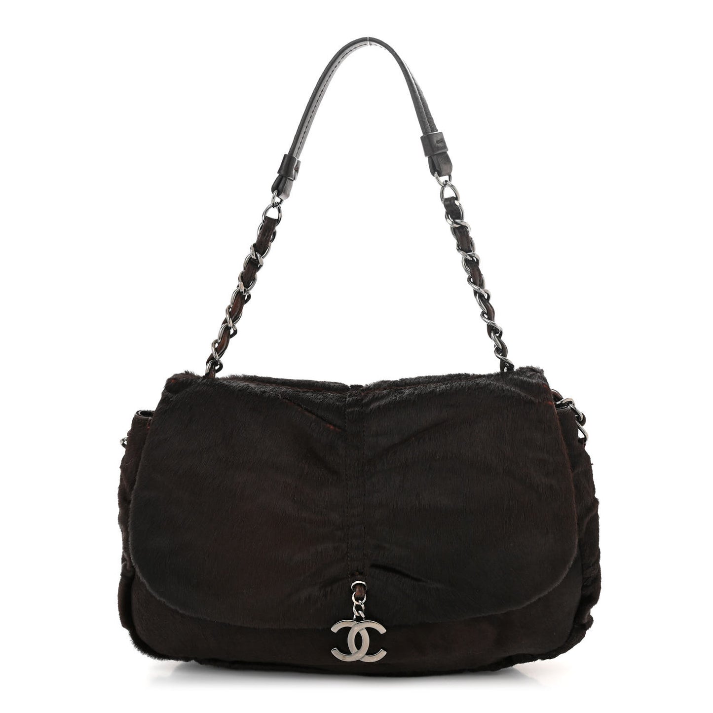 Pony Hair Sharpei Flap Tote Brown