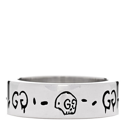 Gucci Sterling Silver 6mm GucciGhost Hamlet Skull Ring 50 5.25 1 of 6