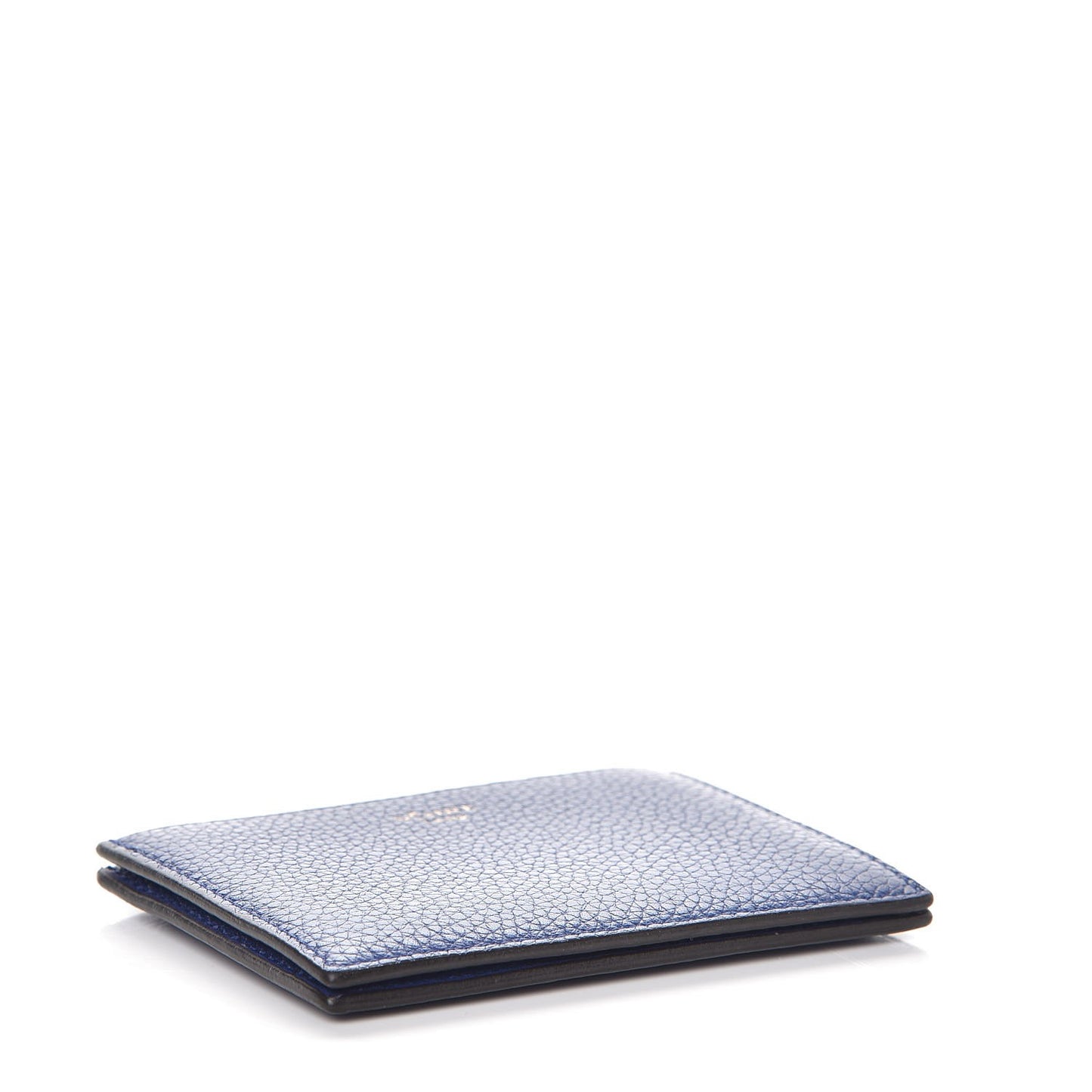 Drummed Calfskin Gusset Card Holder Indigo
