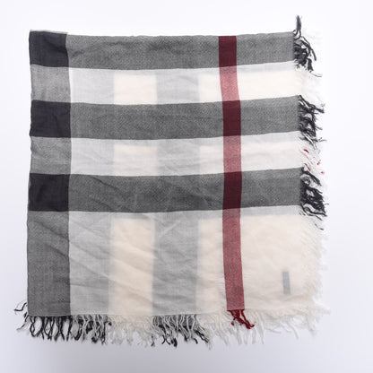 Burberry Merino Wool Check Scarf Ivory 3 of 6