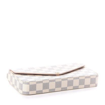 Louis Vuitton Damier Azur Pochette Felicie Chain Wallet Rose Ballerine 4 of 10