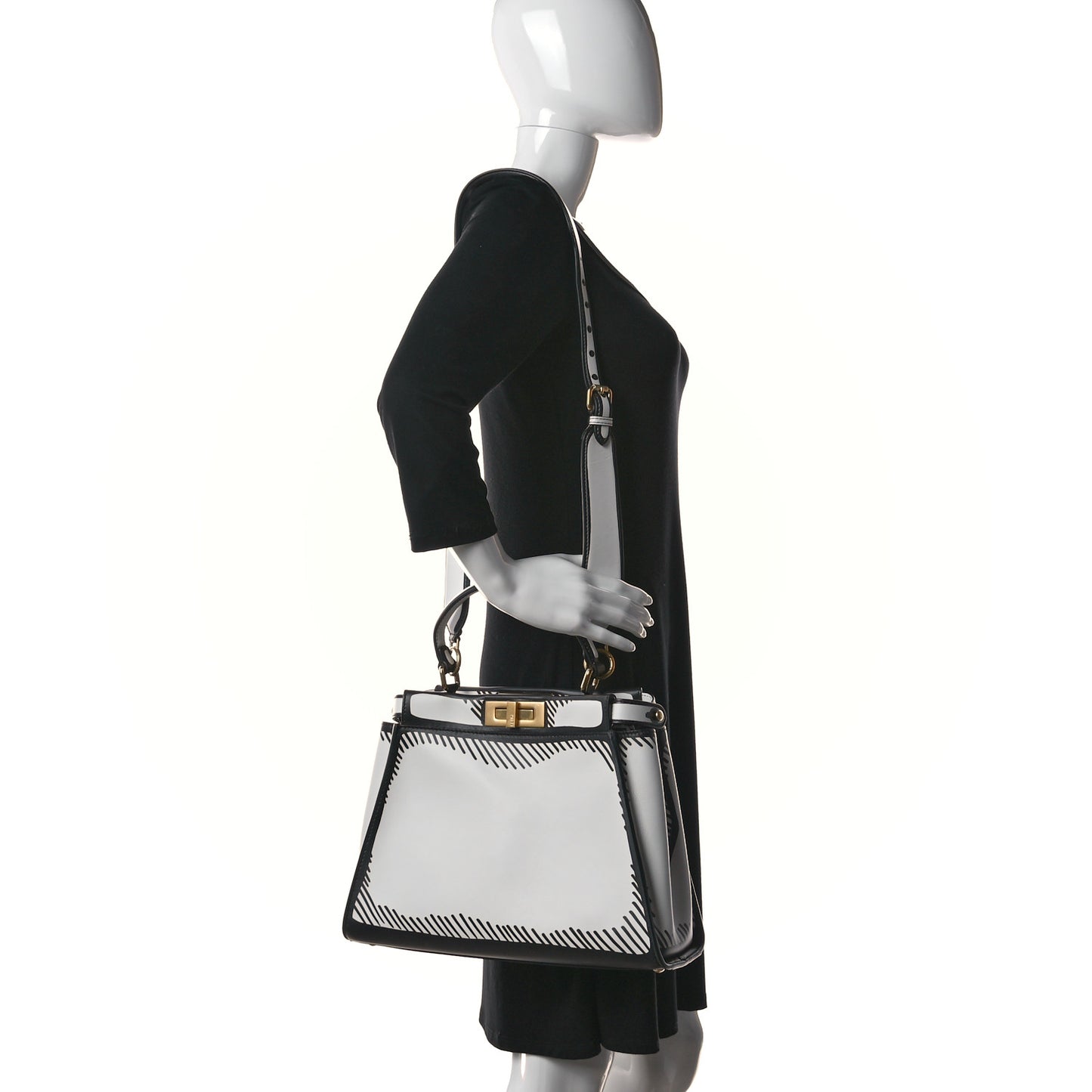 X JOSHUA VIDES Calfskin Medium Peekaboo Iconic Satchel White Black