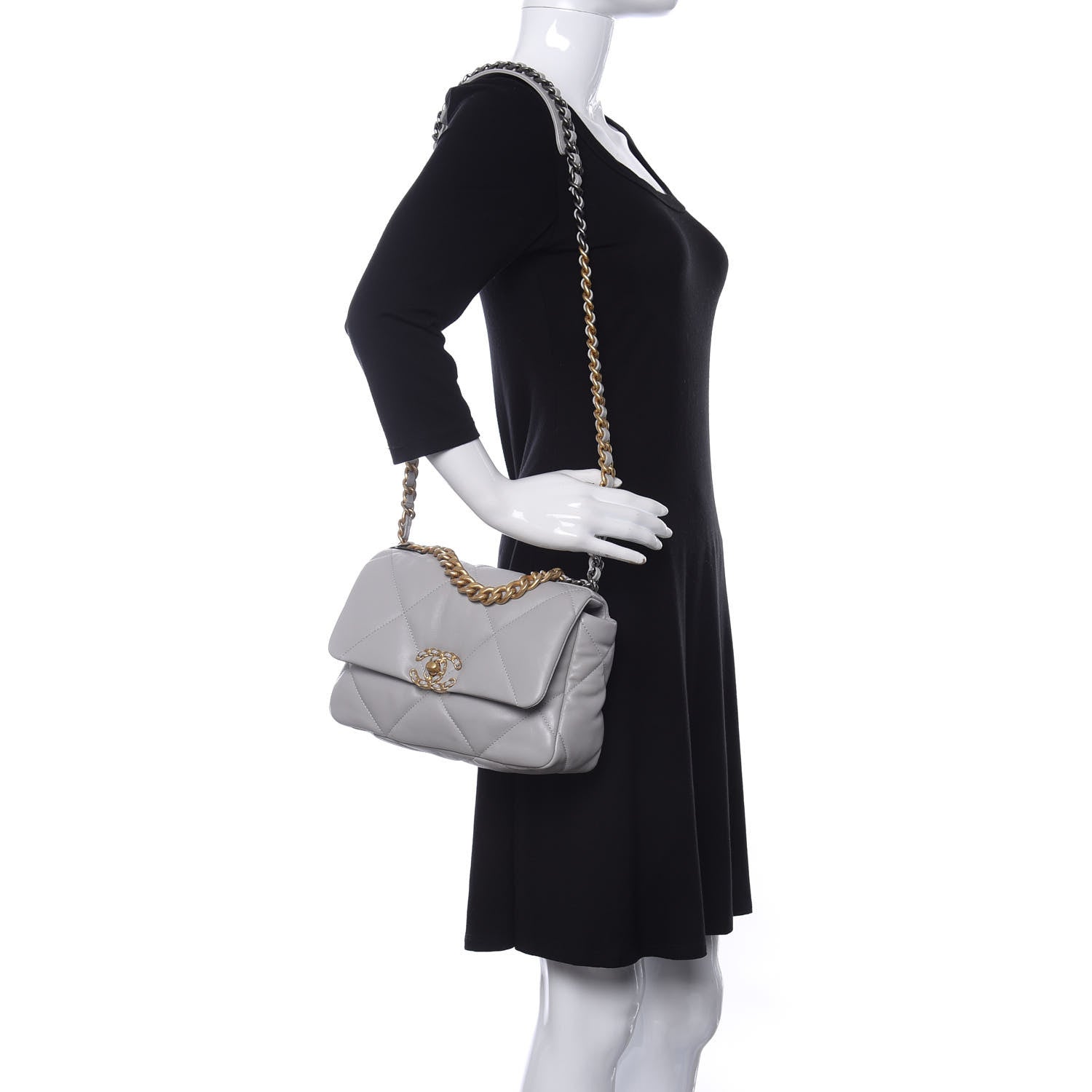 Chanel Lambskin Quilted Medium Chanel 19 Flap Grey 2 of 11