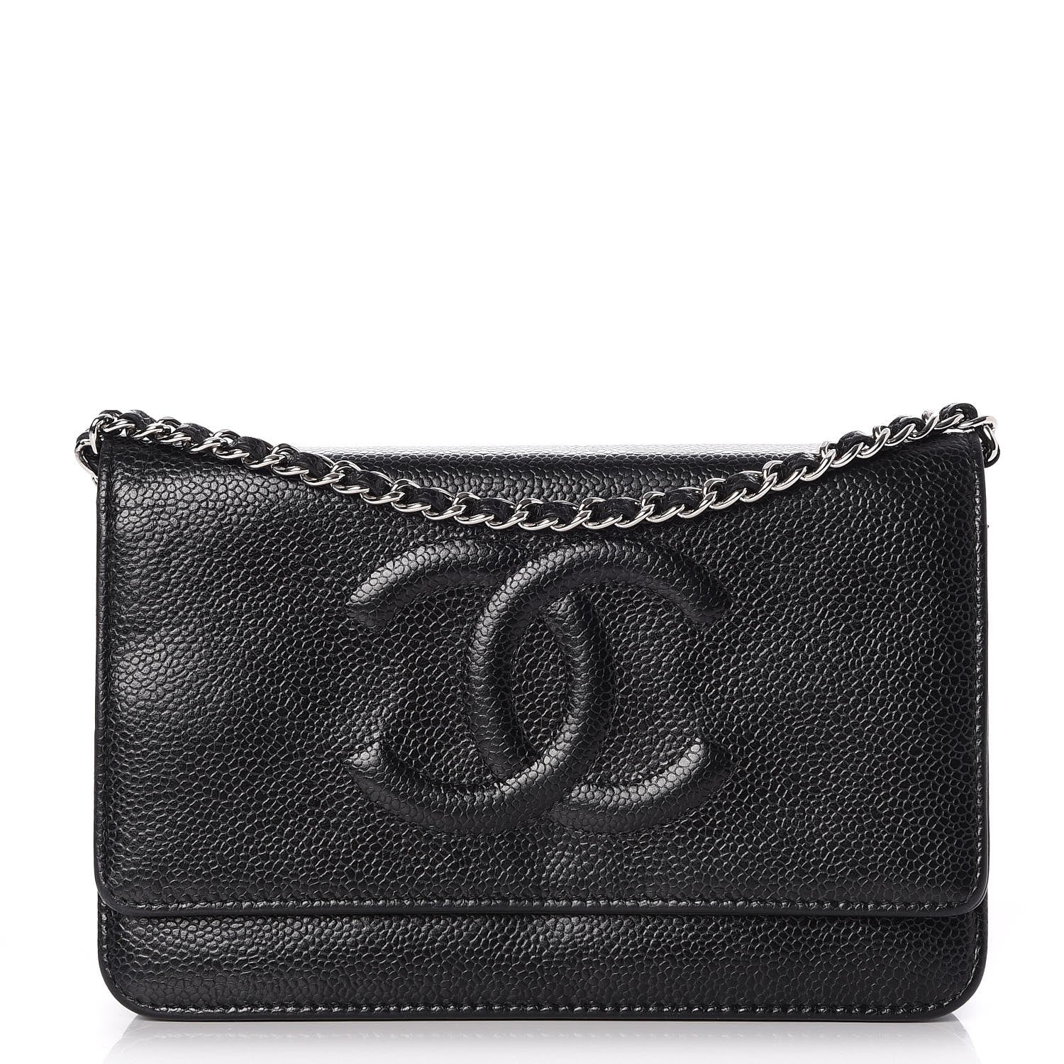Chanel Caviar Timeless CC Wallet On Chain WOC Black 1 of 8