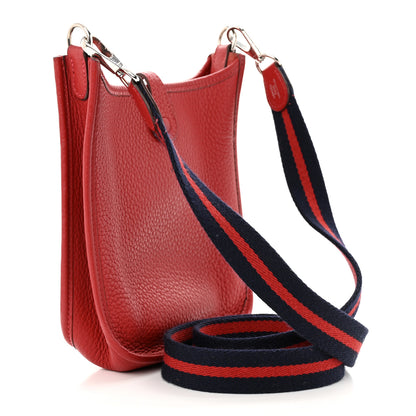 Hermes Taurillon Clemence Amazone Evelyne TPM Rouge Casaque Bleu Saphir 3 of 10