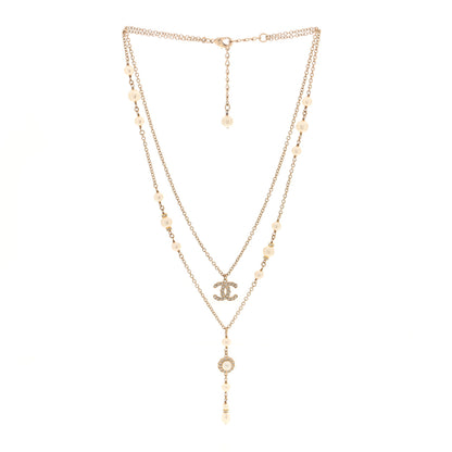 Chanel Crystal Pearl Pearls Coronation CC Layered Necklace Gold 3 of 4