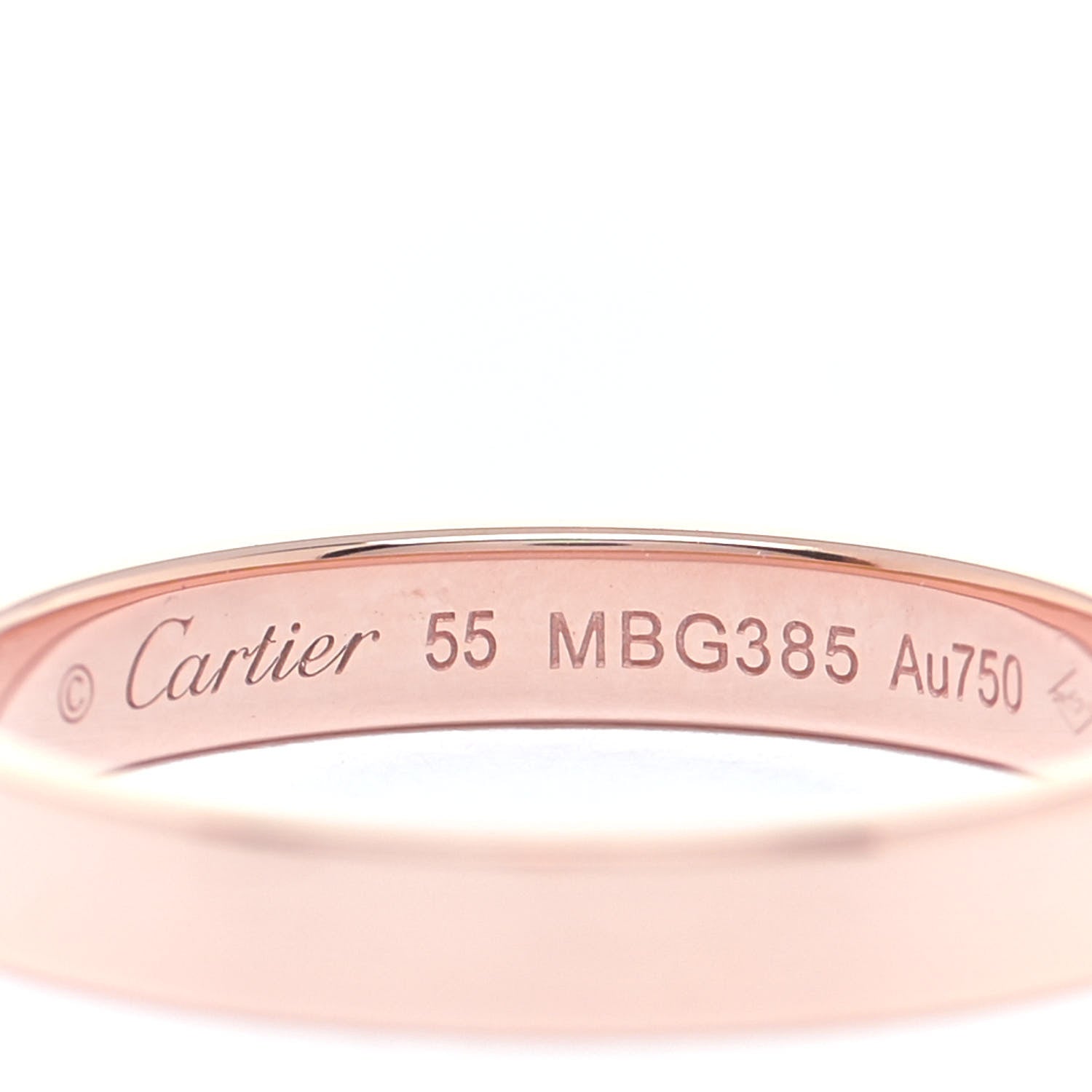 Cartier 18K Pink Gold 3mm C De Cartier Wedding Band Ring 55 7.25 4 of 5
