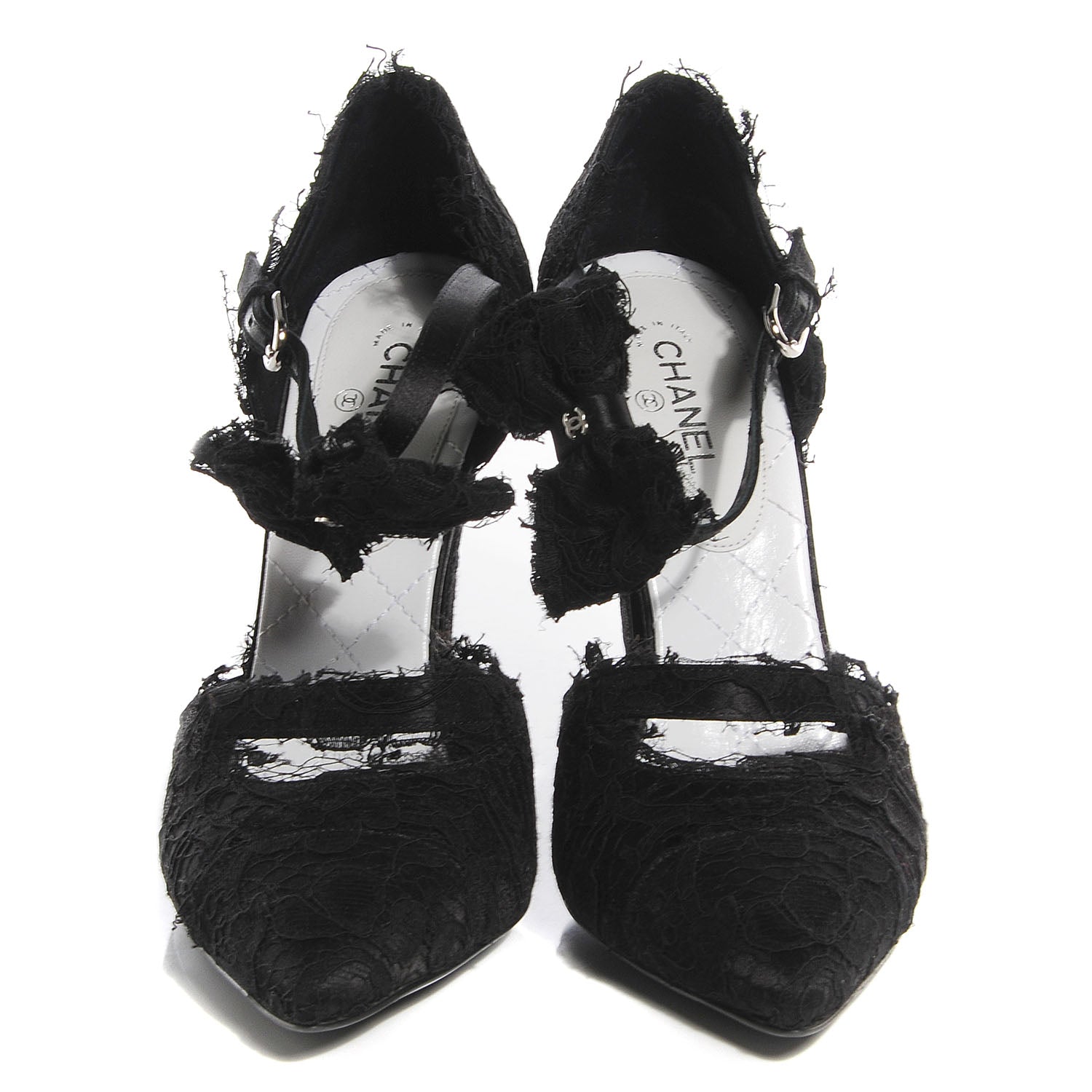 Chanel Lace Ankle Strap Pumps Black 37 2 of 6