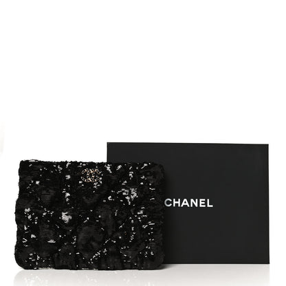 Chanel Sequins Quilted Large Chanel 19 Pouch Black 12 of 12