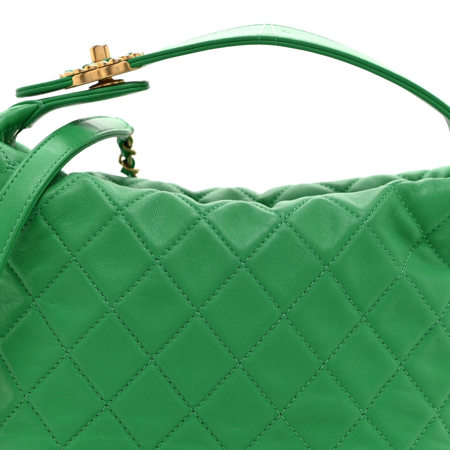 Chanel Lambskin Quilted Large Perfect Meeting Hobo Green 8 of 11