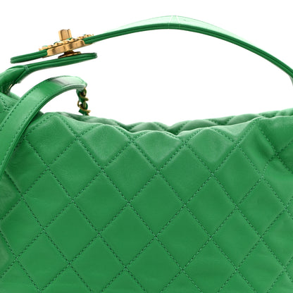 Chanel Lambskin Quilted Large Perfect Meeting Hobo Green 8 of 11