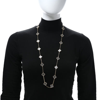 Van Cleef & Arpels 18K Yellow Gold Rock Crystal 20 Motifs Vintage Alhambra Necklace 2 of 5