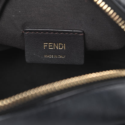 Fendi Glazed Fabric Vitello Century FF 1974 Stamp Patch Mini Camera Case Mogano Panna Black 6 of 14