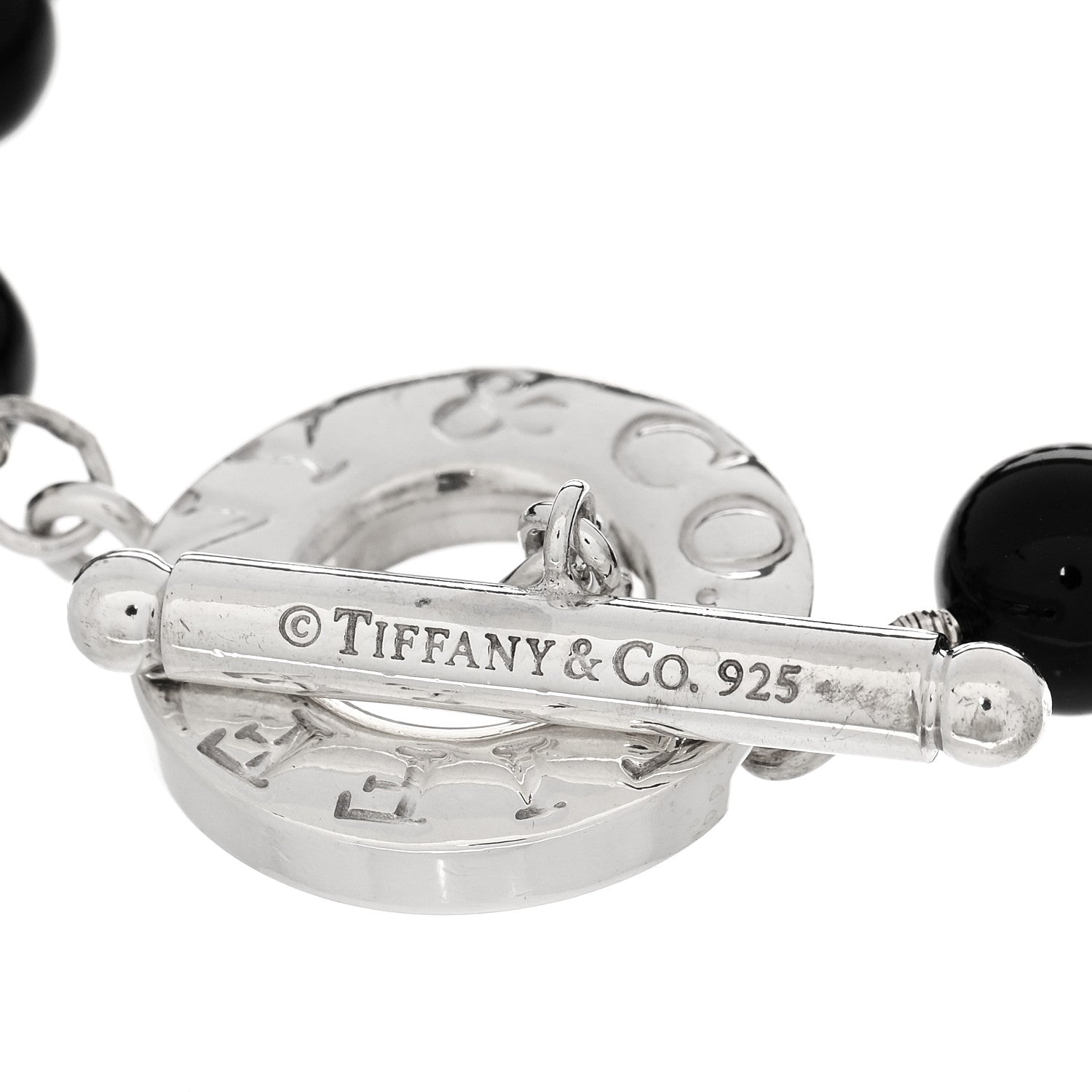 Tiffany Sterling Silver Black Onyx Bead Toggle Bracelet 3 of 4