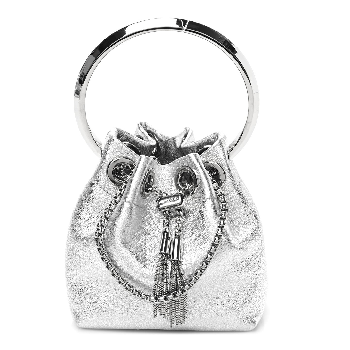 Metallic Nappa Micro Bon Bon Bag Silver