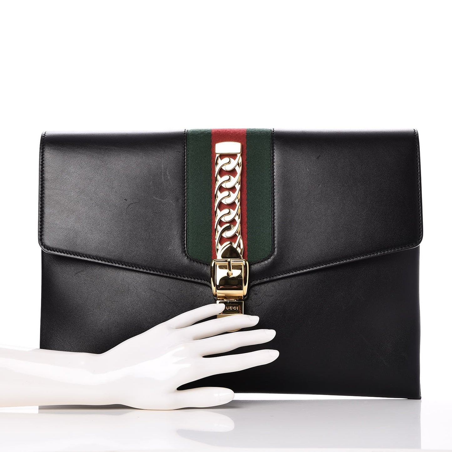 Calfskin Maxi Sylvie Clutch Black