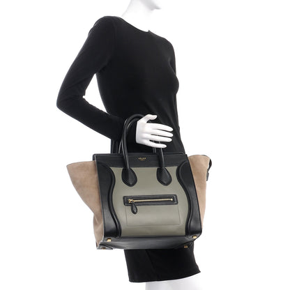 Celine Smooth Calfskin Suede Mini Tri-Color Luggage Almond 2 of 12