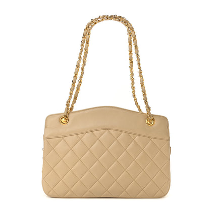 Chanel Lambskin Quilted Shoulder Bag Beige 1 of 11