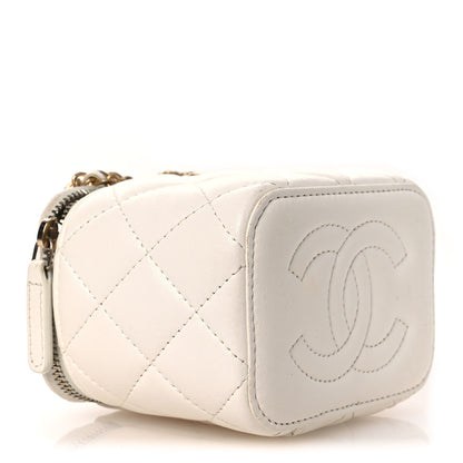 Chanel Lambskin Quilted Mini Vanity Case With Chain White 3 of 12