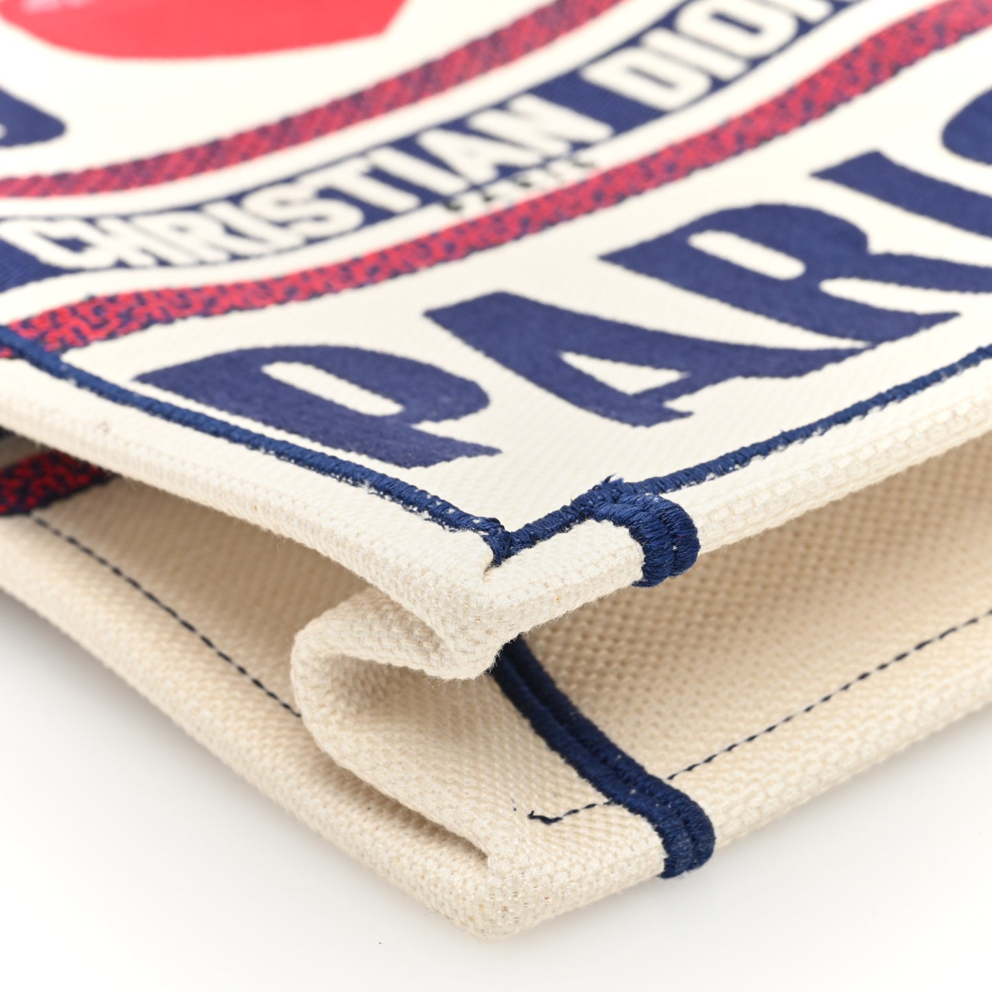 Canvas Embroidered Vertical Book Tote White