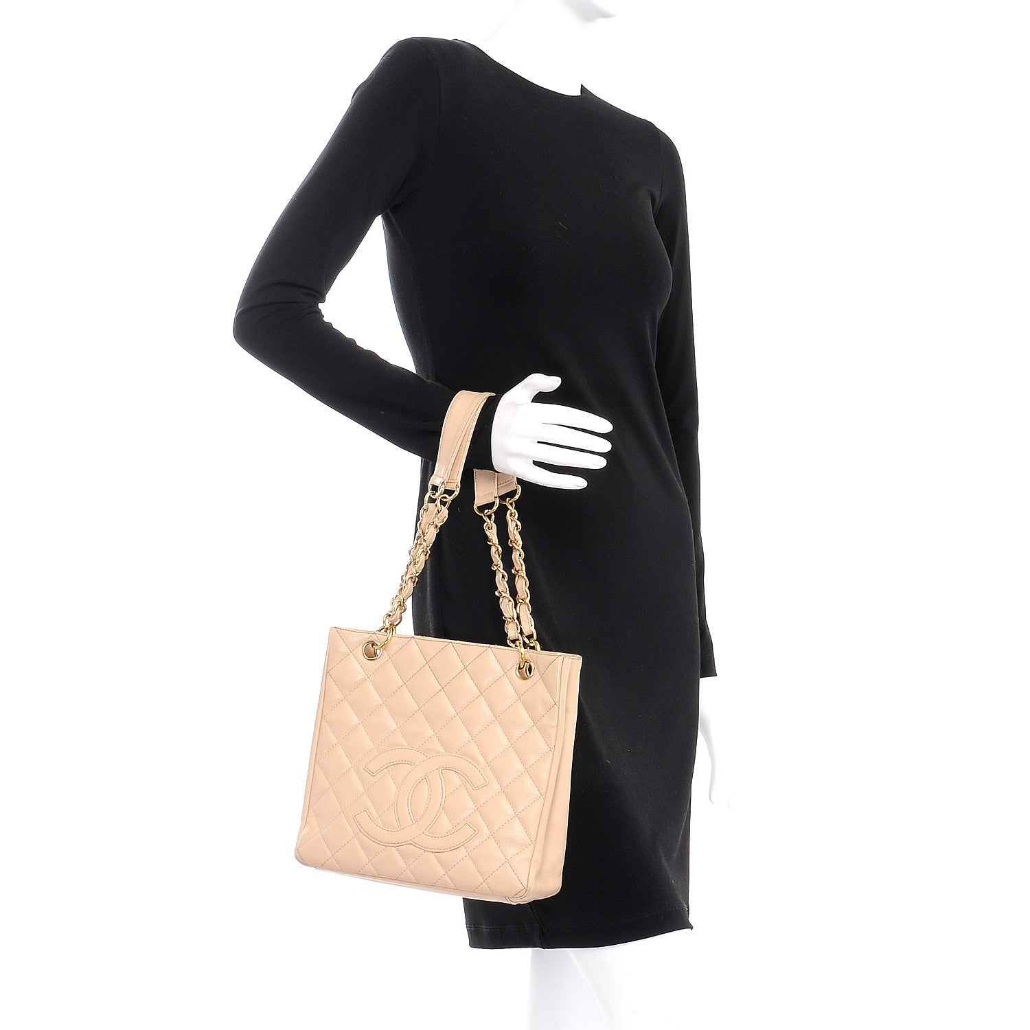 Chanel Caviar Quilted Petit Shopping Tote PST Beige Clair 2 of 16
