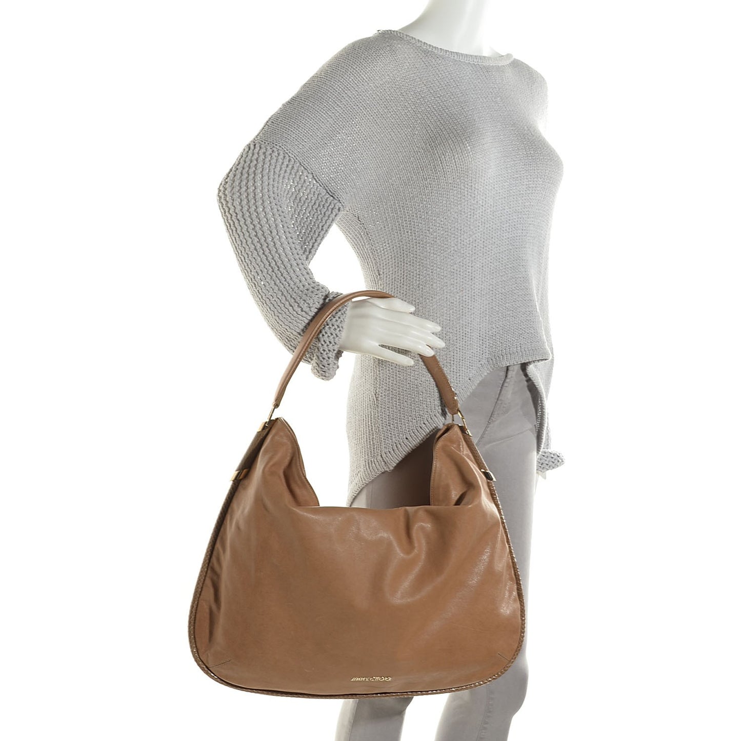 Satin Leather Elaphe Snakeskin Zoe Hobo Mink