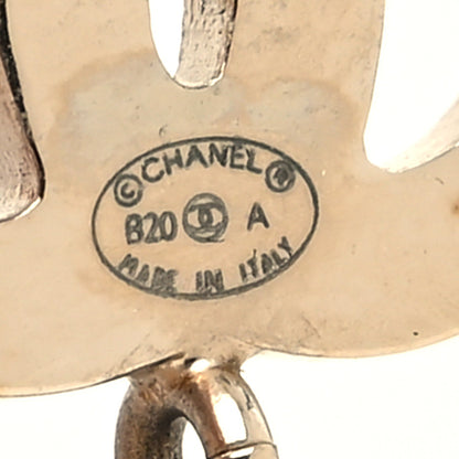 Chanel Pearl Crystal CC Uneven Drop Earrings Gold 4 of 4