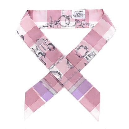 Hermes Silk Mors Et Gourmettes Vichy Twilly Parme Mauve White 1 of 5